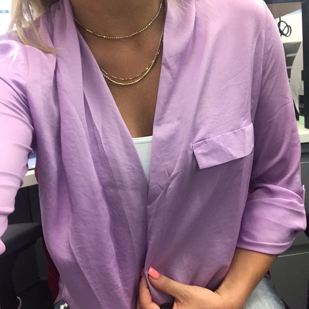 Lilac Satin Drape Blouse - WORN ONCE❗️